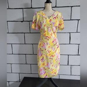 BUNDLE SALE! Bright Yellow Floral Wrap Dress  Sz 10
